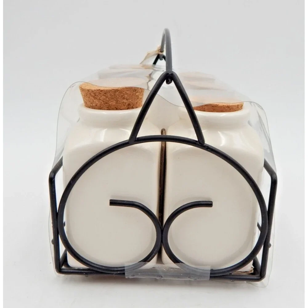 Rae Dunn By Magenta Spice Jars in Metal Holder 6 Jars Cork Stopper